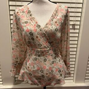 Ann Taylor LOFT Women's Long Sleeve Floral Peplum Blouse  size 16 NWT